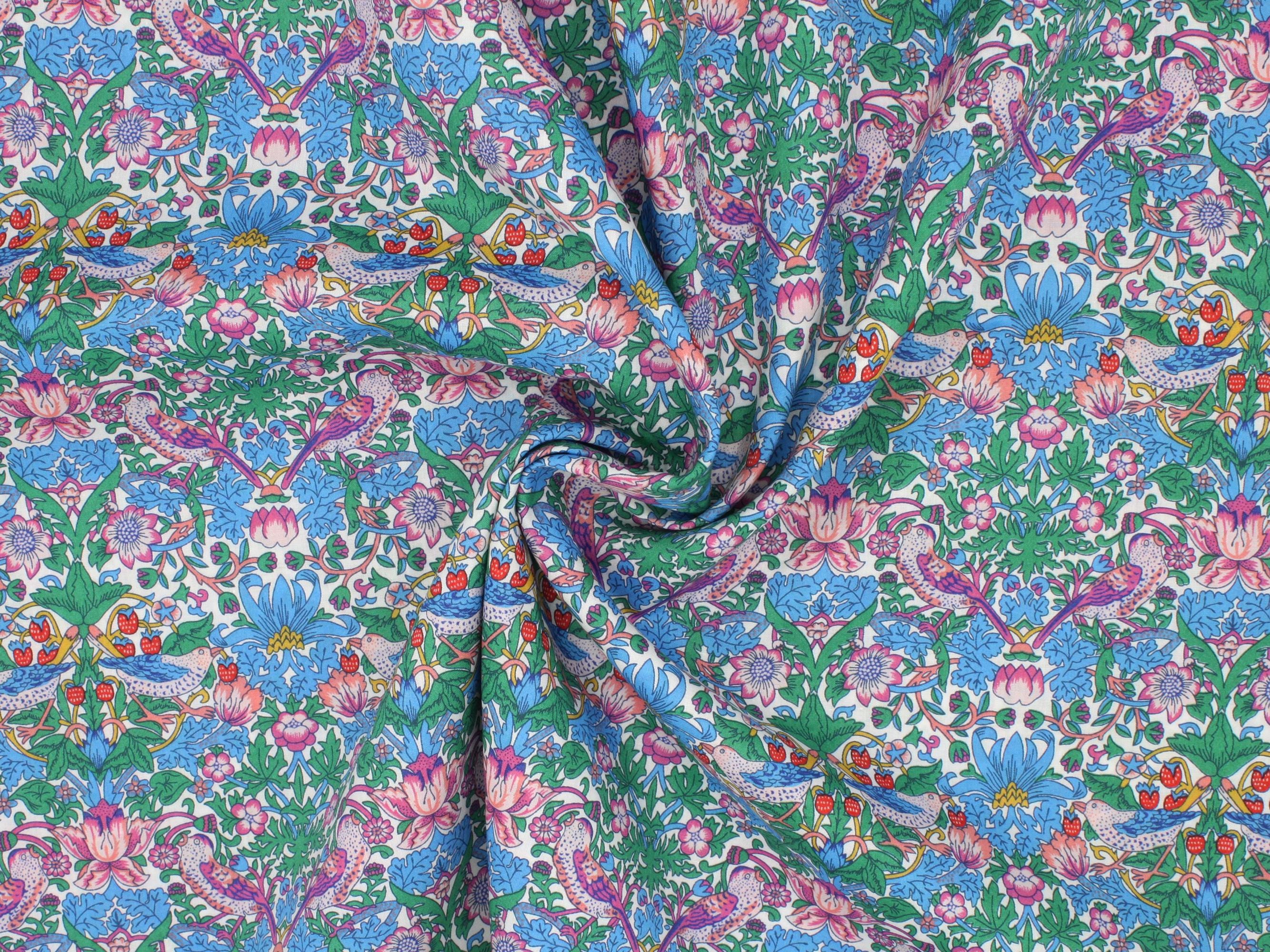 Tessuto Liberty Fabrics Strawberry Thief Spring F Tana Lawn in cotone - Mezzo metro o un metro - Cucito, sartoria, patchwork