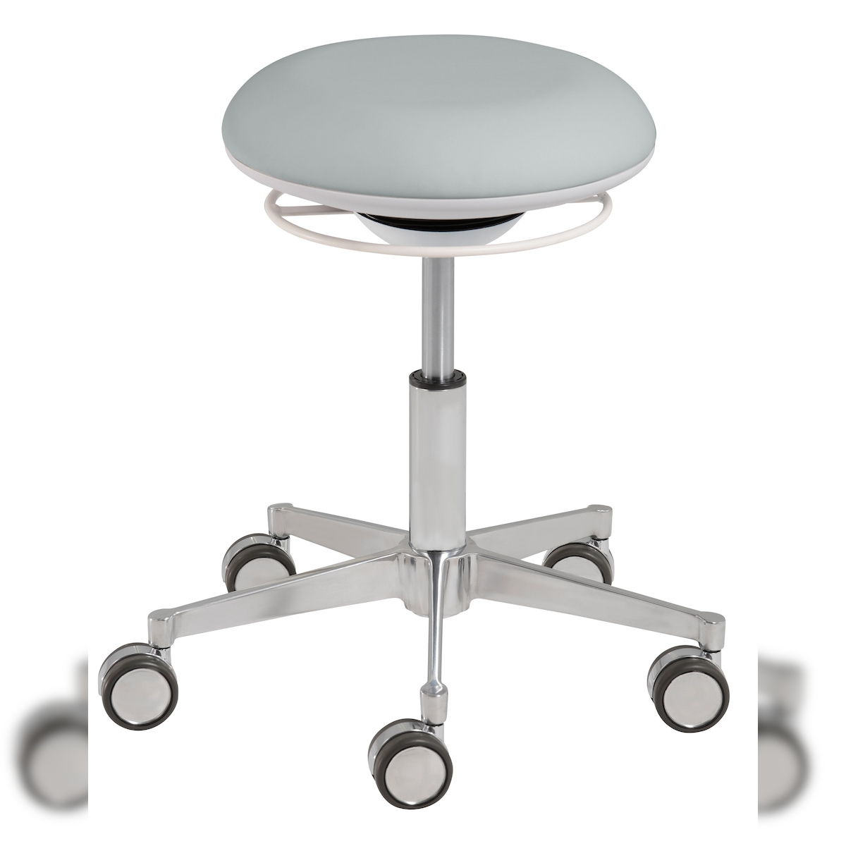 Mayer Sitzmöbel, Funktionsdrehhocker mit 3D-Sitzelement 1353, Kristallgrau, Kunstleder, Alu-Fußkreuz, 1353_01_30584 Image