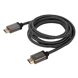 Networx Premium HDMI 2.0a Kabel Stoffummantelt HDR 4K 2 m schwarz weiß Image