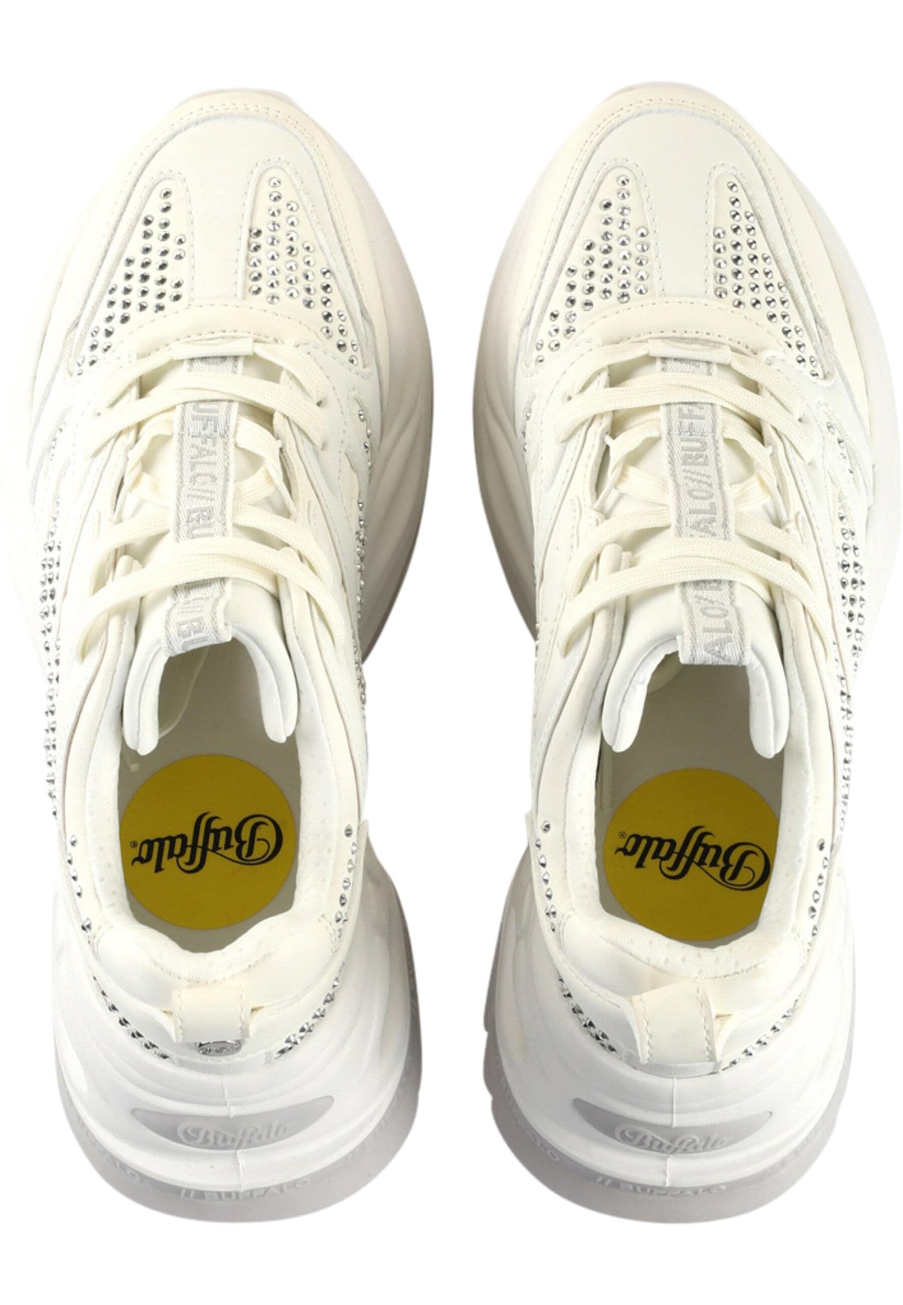 Trainingsschuh BUFFALO "Buffalo Buffalo Triplet Glam - Vegan Nubuck/Nappa", Damen, Gr. 39, weiß, silber, Kunstfaser, unifarben, Schuhe