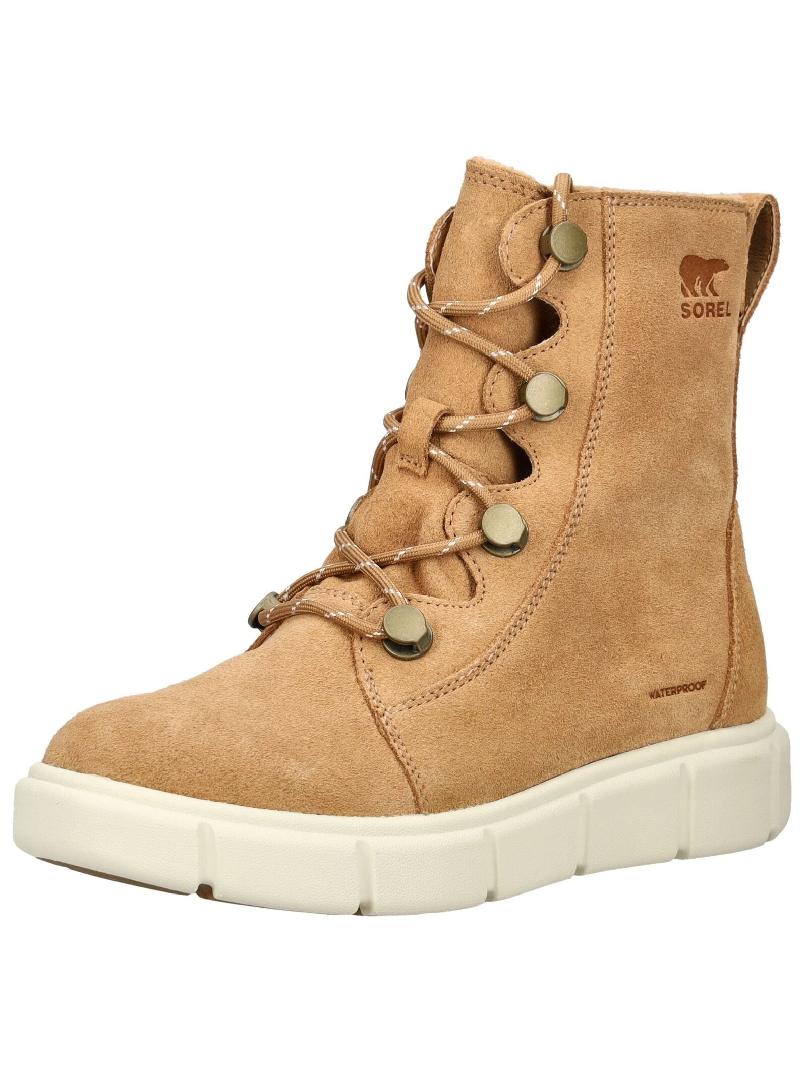 Schnürstiefelette SOREL "Sorel Stiefelette Veloursleder", Damen, Gr. 42, braun, Veloursleder, Schuhe Schnürstiefelette