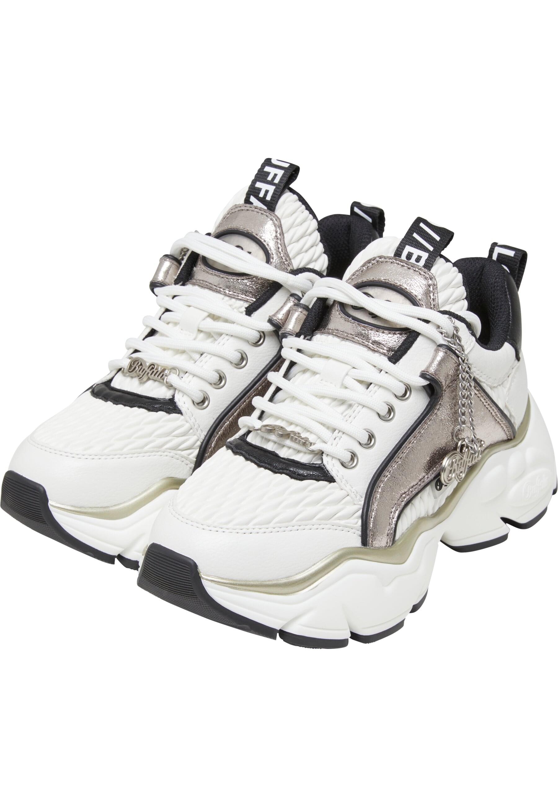 Trainingsschuh BUFFALO "Buffalo BINARY QUILT", Damen, Gr. 40, weiß, silber, schwarz, Polyurethan, Schuhe