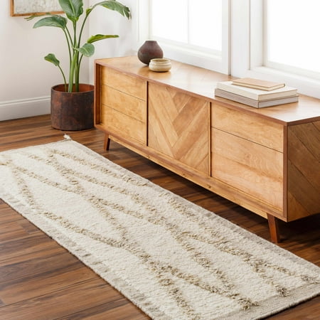 BoutiqueRugs Soto Bohemian Transitional Runner Rug - Cream Charcoal Beige - 2 6 x 8 Runner