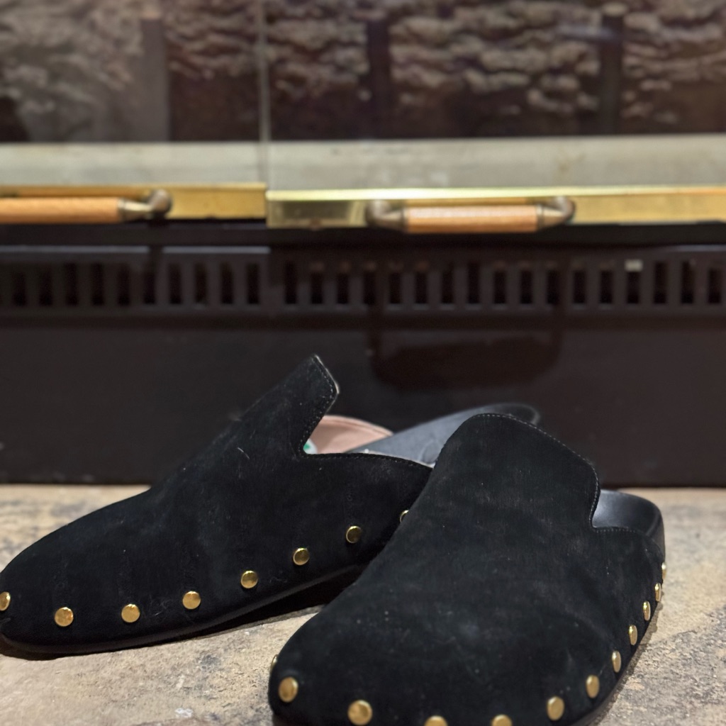 J. Crew Shoes | Black 9 Women’s J Crew Marlow Suede Clogs Black Shoes | Color: Black/Gold | Size: 9