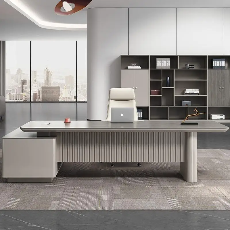 Premium-Schreibtisch, Chef-Tisch, Präsidententisch, einfacher moderner Schreibtisch, Büromöbel, Manager, Schreibtisch und Stuhl-Kombination Image