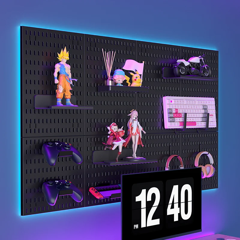 Wandmontiertes Steckbrett. Ideal für Heim-/Büroelektronik (Keyboards, Mäuse). Bohrer – frei, ideal zum Organisieren. Image