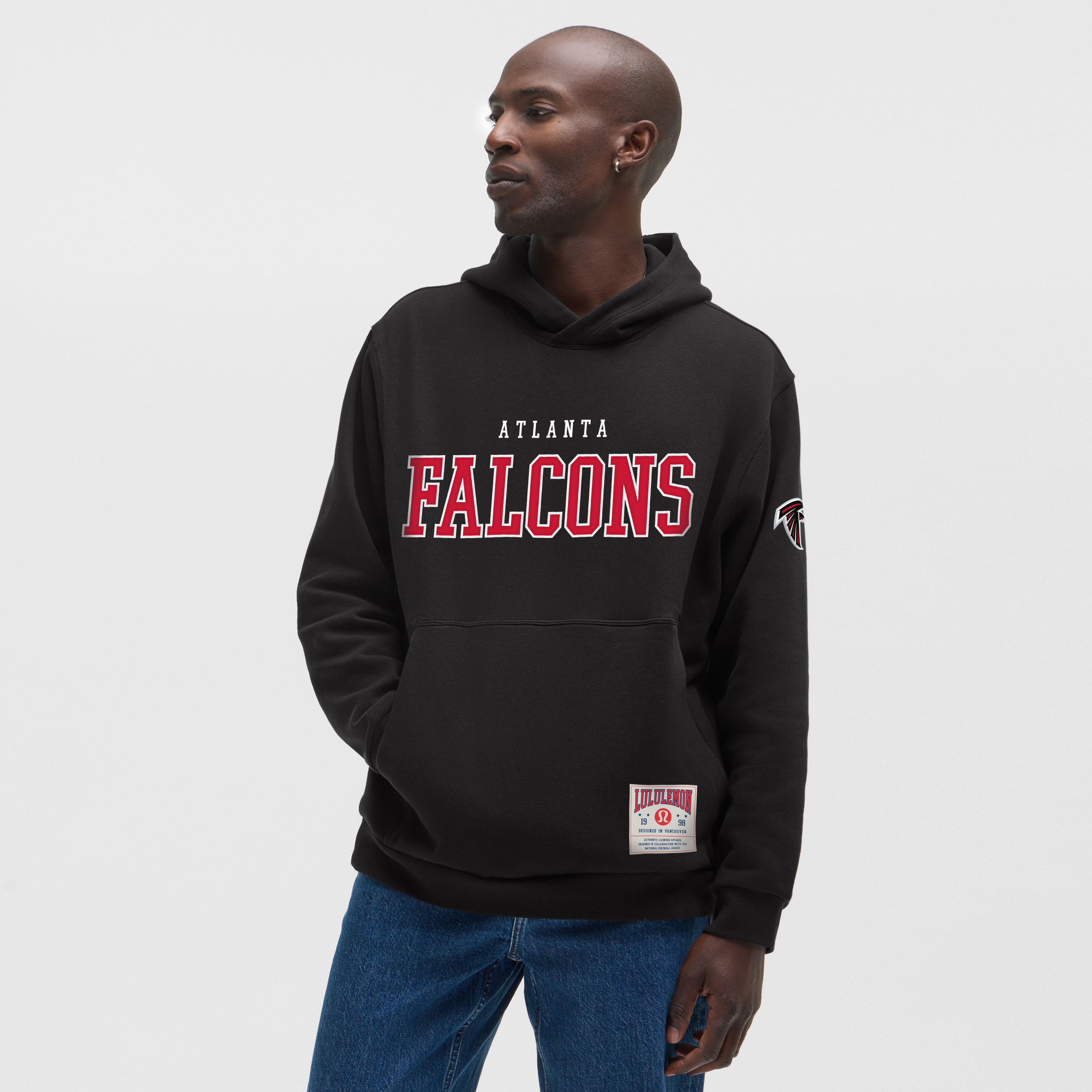 Schwarzer lululemon Atlanta Falcons Steady State Pullover Hoodie für Herren Image