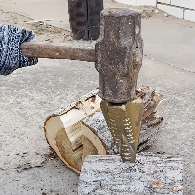 3,5 Pfund Optionen Langlebiger 4-Wege-manueller Holzspaltkeil Vielseitiges Stahlwerkzeug Außengebrauch Winter Brennholz Kaminzubehör Image