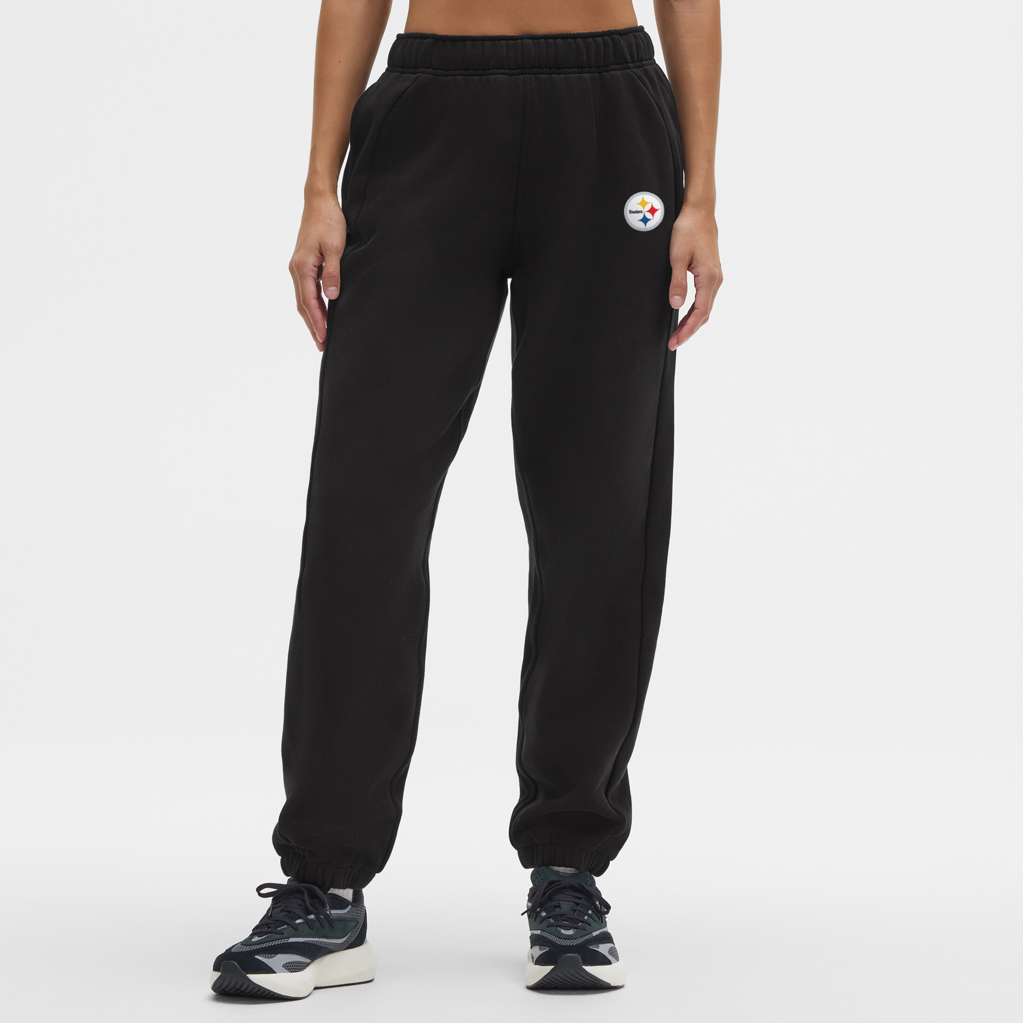 Schwarze, mittelhohe, übergroße Jogginghose aus Scuba der Pittsburgh Steelers für Damen von lululemon Image