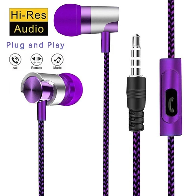 3,5mm Jack Wired Kopfhörer In Ear Headset Mit HD Mikrofon Sport HiFi Bass Stereo Ohrhörer Musik Kopfhörer Für Telefon Computer Image