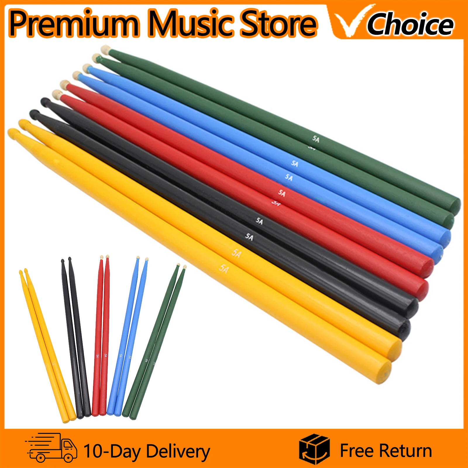 IRIN 5A Drumstick Ahorn Drum Sticks Mehrfarbige Massivholz Drum Mallets Professionelle Percussion Musikinstrument Zubehör Image