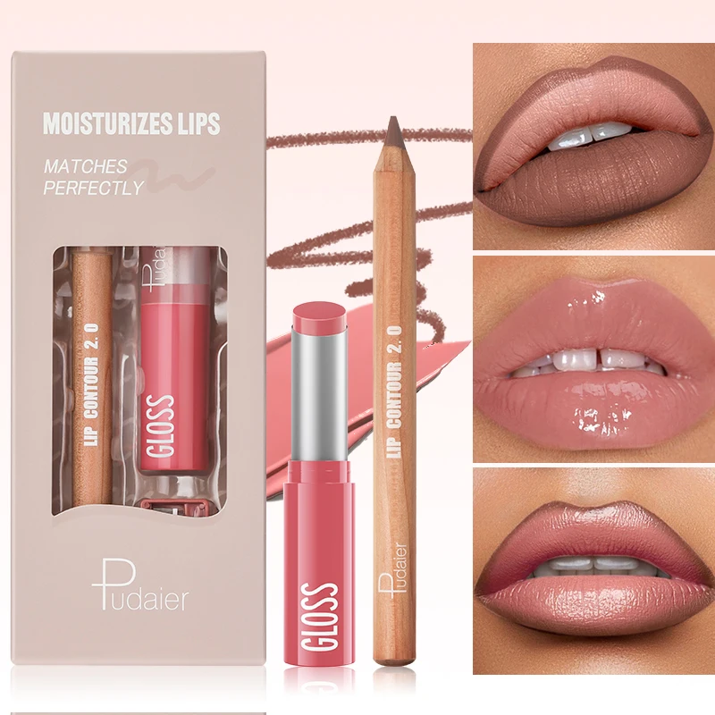 Pudaier Lip Line Wet Gloss Lippenöl-Geschenkset – Spiegelglanz, feuchtigkeitsspendend und langlebig, täglich natürlich, nährend, verschmiert, Geschenk Image