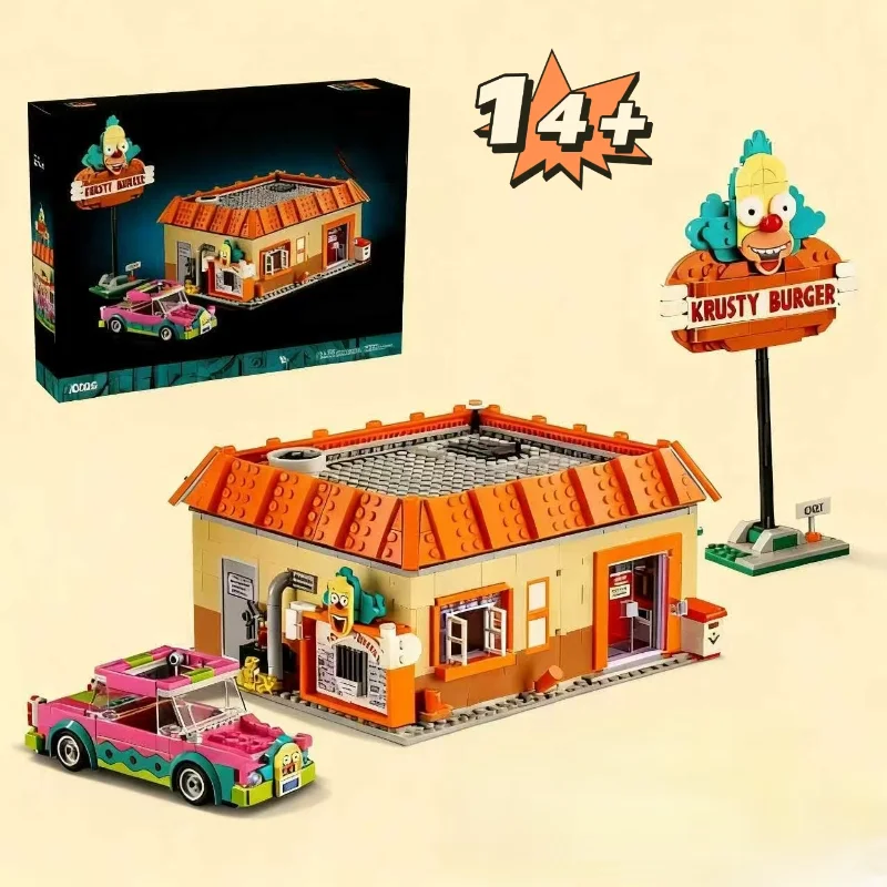 Kreative MOC 10352 Die Krusty Burger Restaurants Bausteine 1635PCS Modell Ziegel Street View Spielzeug Geburtstag Weihnachten Geschenke Image