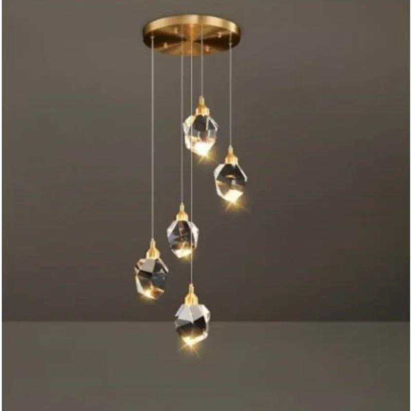 Moderne Luxus Kristall LED Anhänger Lampe Wohnzimmer Restaurant Schlafzimmer Nacht Villa Treppe Goldene Kronleuchter Wohnkultur Beleuchtung Image