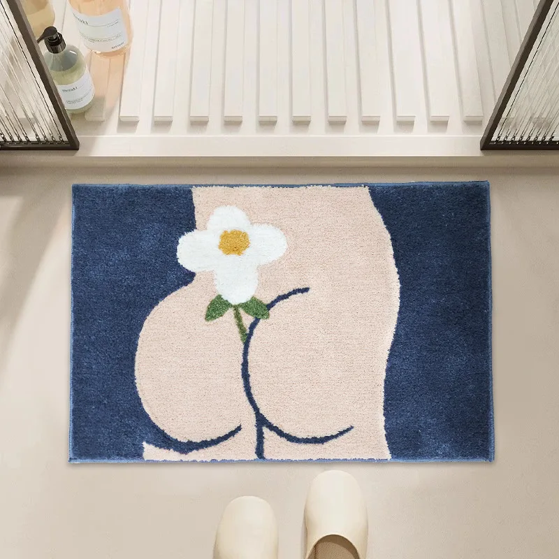 VIKAMA Tapis de salle de bain - Tapis de porte de toilette doux en flanelle - Tapis de sol d'entrée de salle de bain - Tapis de zone d'évier de salle de bain Décoration de la maison