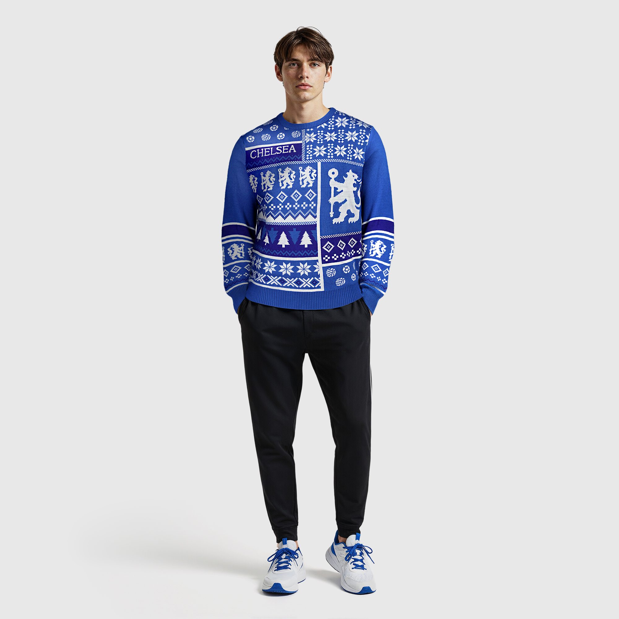 Chelsea Fairisle Weihnachtspullover – Blau – Unisex Image