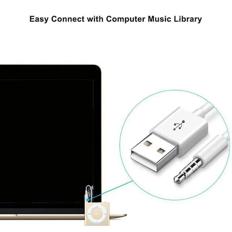 USB Charging Data Cable for Apple iPod Shuffle For MP3 MP4 Player Charger Cord Wire USB 3.5mm Jack Transfer Audio Adapter
