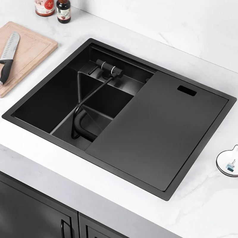 Nanometer lavello da cucina nascosto a doppia copertura in acciaio inossidabile 304 3 fori lavelli nascosti da cucina singoli di grandi dimensioni fatti a mano