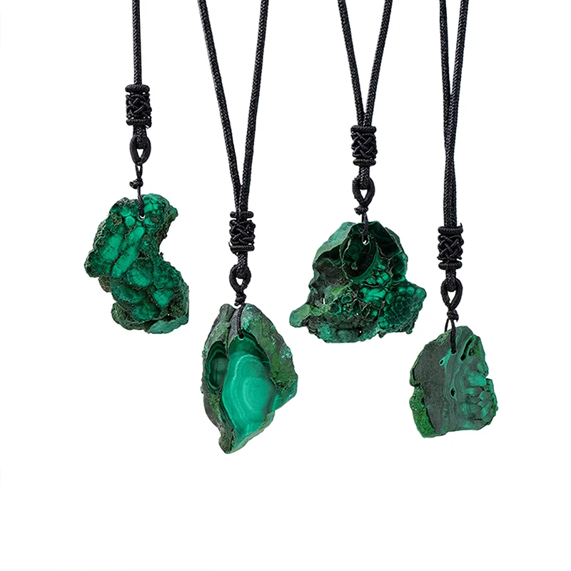 1pc Crystals Healing Stone Pendan Men Women Mineral Jewelry Diy Gift Malachite Irregular Slices Necklace