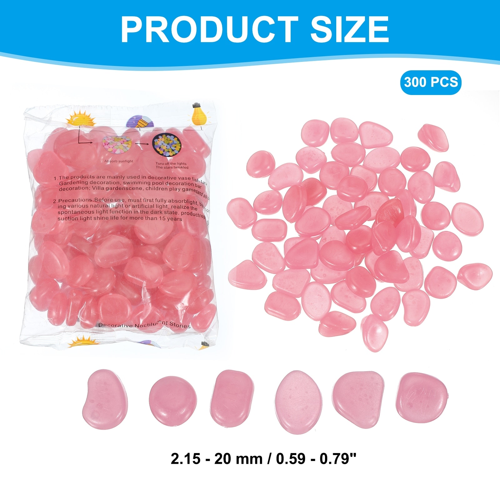 Glowing Stones, Glow in the Dark Rocks for Indoor Outdoor Fish Tank Decorations Garden Yard Landscaping Gifts - 1.5-2cm