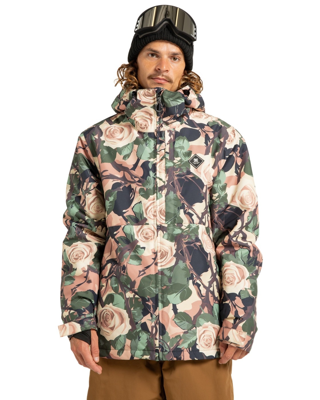 Snowboardjacke DC SHOES "Basis Print 10K", Herren, Gr. M, rosa (rose and thorn), Obermaterial: 100% Polyester;, Jacken Snowboardjacke