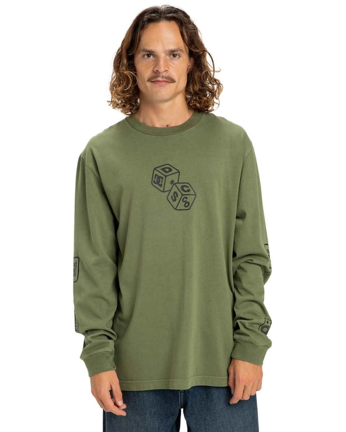 Langarmshirt DC SHOES "Hi Rolling Hls", Herren, Gr. XL, grün (bronze grün), Obermaterial: 75% Walkfrottier, 25% Walkfrottier;, Shirts Langarmshirt