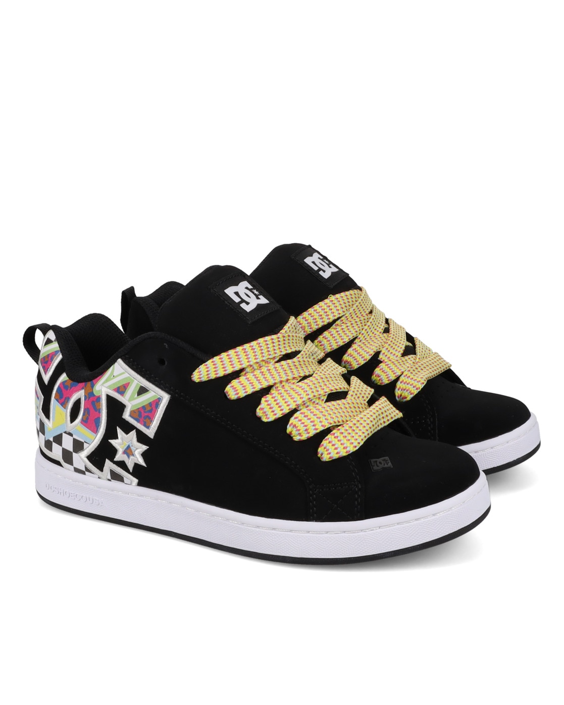 Sneaker DC SHOES "Court Graffik", Damen, Gr. 9,5(41), weiß (schwarz, multi, weiß), 55, 91% Leder, 38, 75% Synthetik, 5, 34% Polyester, Schuhe Sneaker