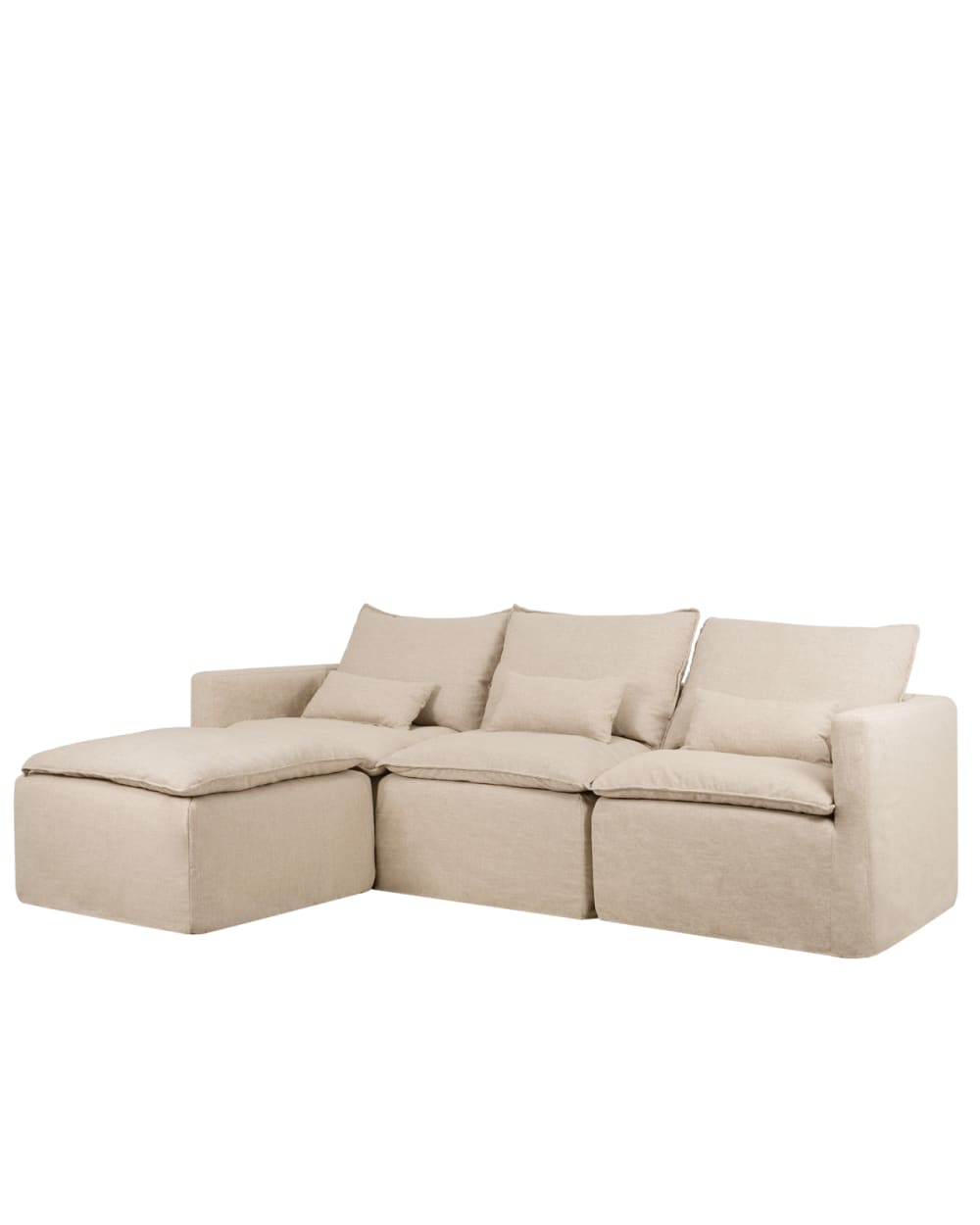 Canapé modulaire chaise longue gauche déhoussable beige 280x185cm