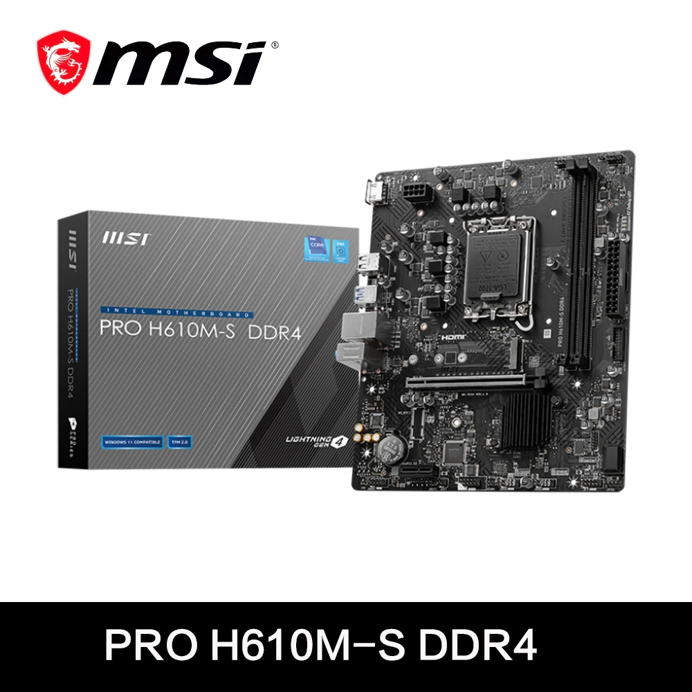 MSI PRO H610M-S DDR4 INTEL H610 Unterstützt Intel Core Prozessoren der 14./3./12. Generation Pentium Gold und Celeron LGA 1700 Motherboard Image