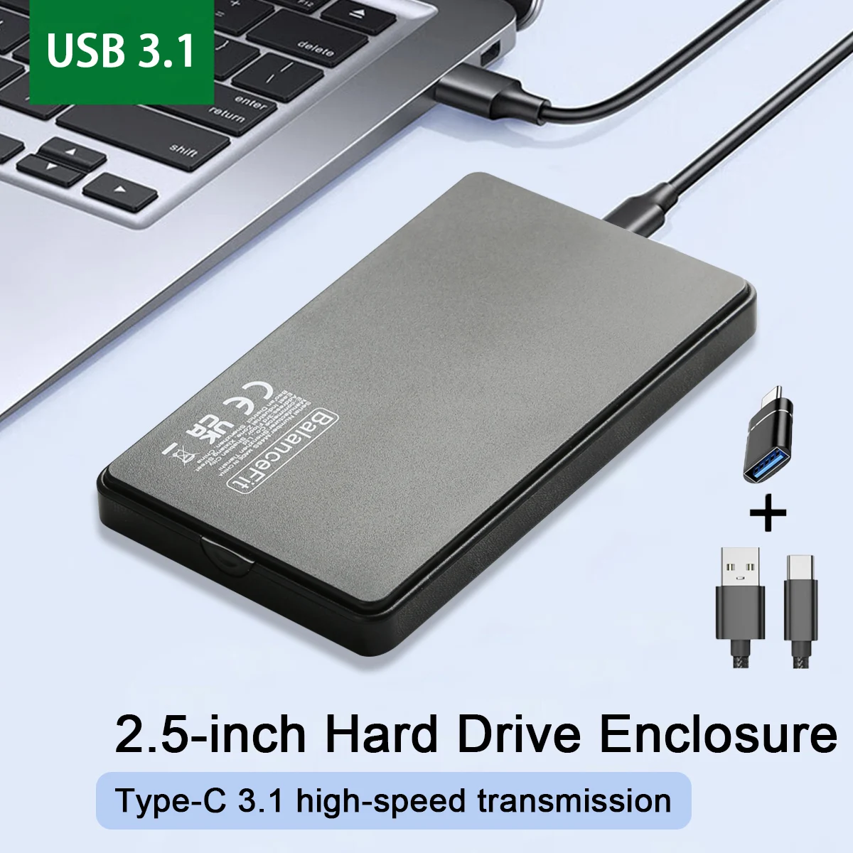 SSD-Gehäuse 2,5 Zoll SATA auf USB 3.0/3.1 Festplattengehäuse für SSD-Festplatte HDD-Box USB C 3.1 Gen 2-Gehäuse HDD-Außengehäuse Image