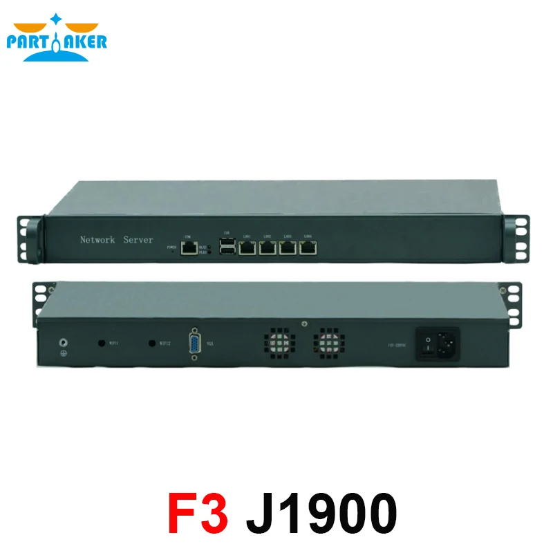 Partaker Intel Celeron J1900 Quad Core 1U Rackmount-Netzwerkserver mit 4 Intel Lan Firewall Router PfSense 4 GB RAM 64 GB SSD Image