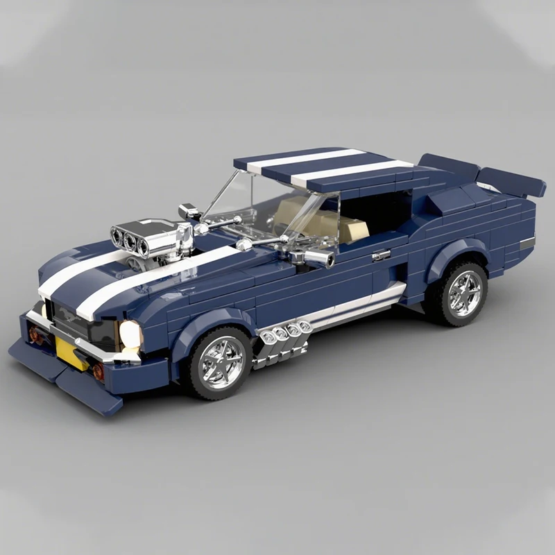 435 Stück MOC Ford Mustang Fastback 8 breite Stadtmeister Supercar Bausteine Weihnachtsgeschenk Handgemachtes DIY-Geschenk für Kreativität Image