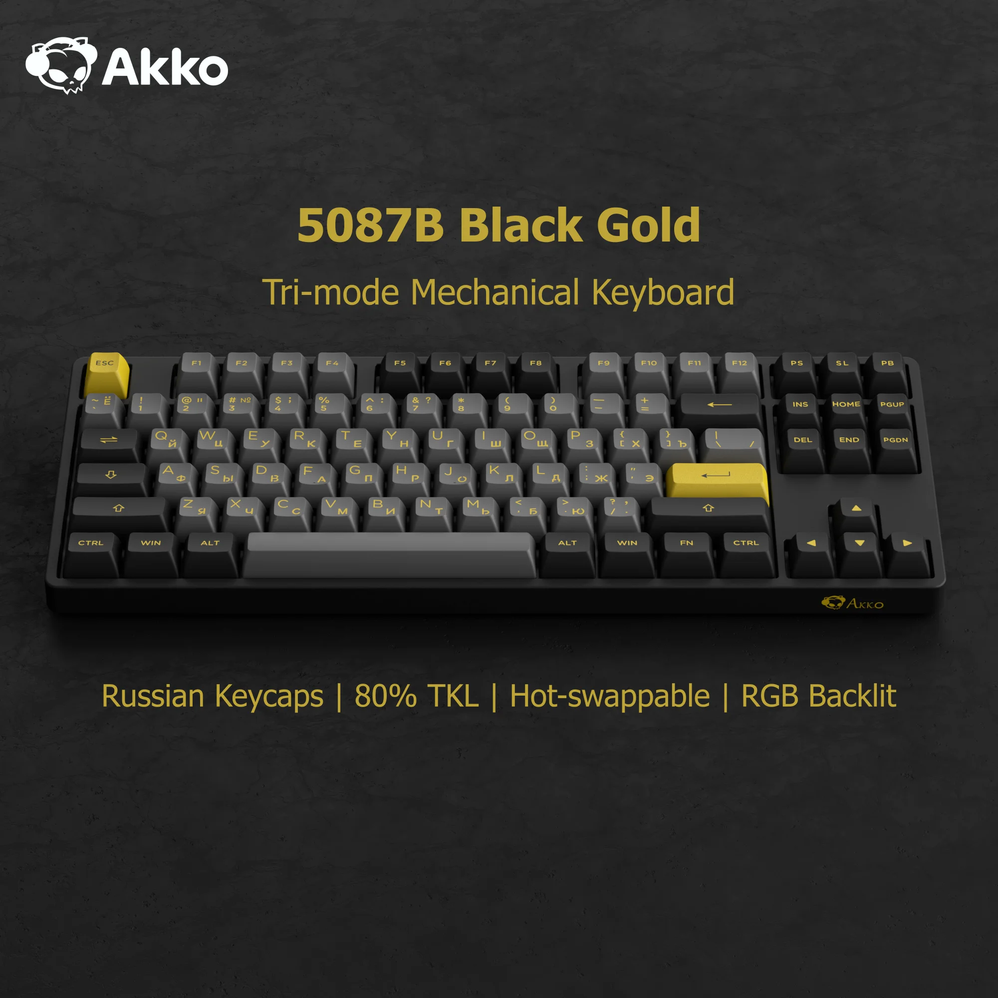 5087B Plus Drahtlose mechanische Tastatur Russische Tastenkappen ASA-Profil 80 % TKL Hot-Swap-fähige RGB-Büro-Gaming-Tastatur Image