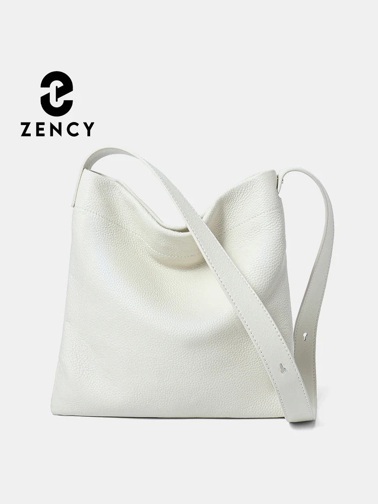 Zency 100% Echtes Leder Handtasche Frauen Kleine Casual Eimer Tasche Dame Umhängetasche Geldbörse Beige Schwarz Schulter Tasche Sac Bolsa