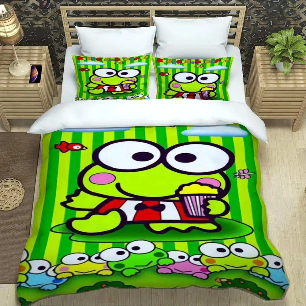 Sanrio mignon KERO KERO KEROPPI ensembles de literie exquis fournitures de lit ensemble housse de couette couette ensemble de literie ensemble de literie cadeau d