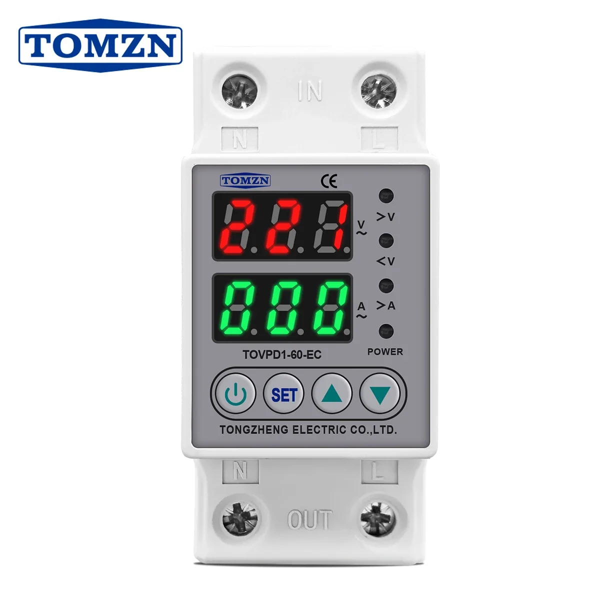 TOMZN DIN-Schiene 110 V 230 V AC, einstellbar über Unterspannung, Schutzvorrichtung, Relais, Monitor, Strombegrenzung, 40 A, 63 A, 80 A Image