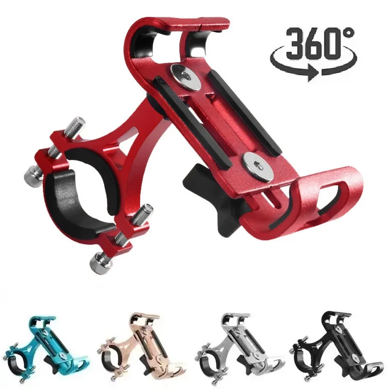 Universal 360-Grad-Drehen Metall Motorrad Fahrrad Telefon Halter Aluminium Legierung Anti-slip Clip Halterung GPS Fahrrad Telefon Stehen für Telefon Image
