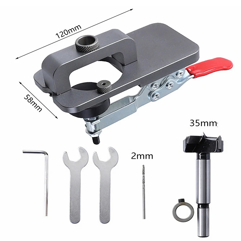 35mm Verdeckte Scharnier Bohren Jig Guide Scharnier Loch Bohren Guide Carpenter Holzbearbeitung Werkzeug Loch Opener Locator Tür Schrank Image