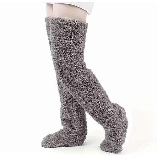Komfortable Kniestrümpfe aus Plüschfleece als Weihnachtsgeschenk, Beinwärmer aus verdickter Gänsedaunen, Umstandsmode Kniewärmer für ältere Menschen, warme Füße Beinstütze für kaltes Wetter Image