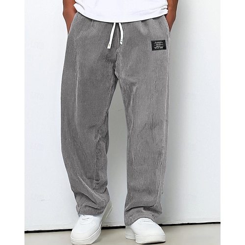 Herren Jogginghose Hose Cordhose Kordelzug Tasche Elastischer Bund Einfach Komfort Sport im Freien Täglich Mode Lässig Blau Dunkelbraun Mikroelastisch Image