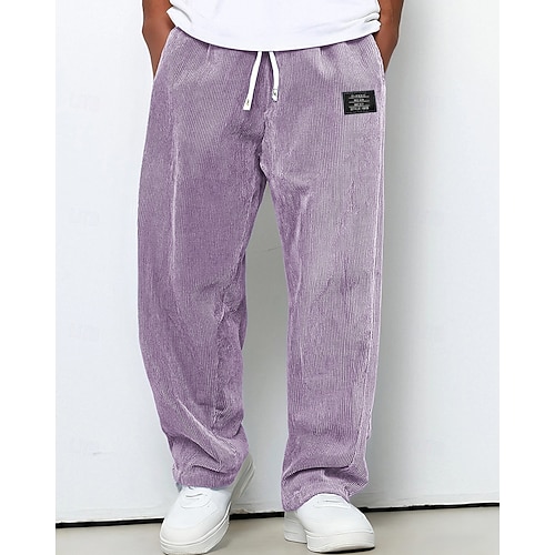 Herren Jogginghose Hose Cordhose Kordelzug Tasche Elastischer Bund Einfach Komfort Sport im Freien Täglich Mode Lässig Blau Dunkelbraun Mikroelastisch Image