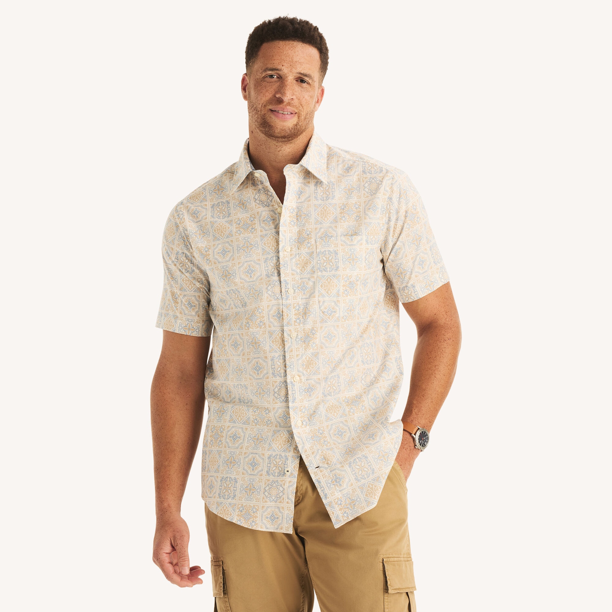 Nautica Men's Big & Tall Printed Short-Sleeve Shirt 134 (Sail White), 6XL