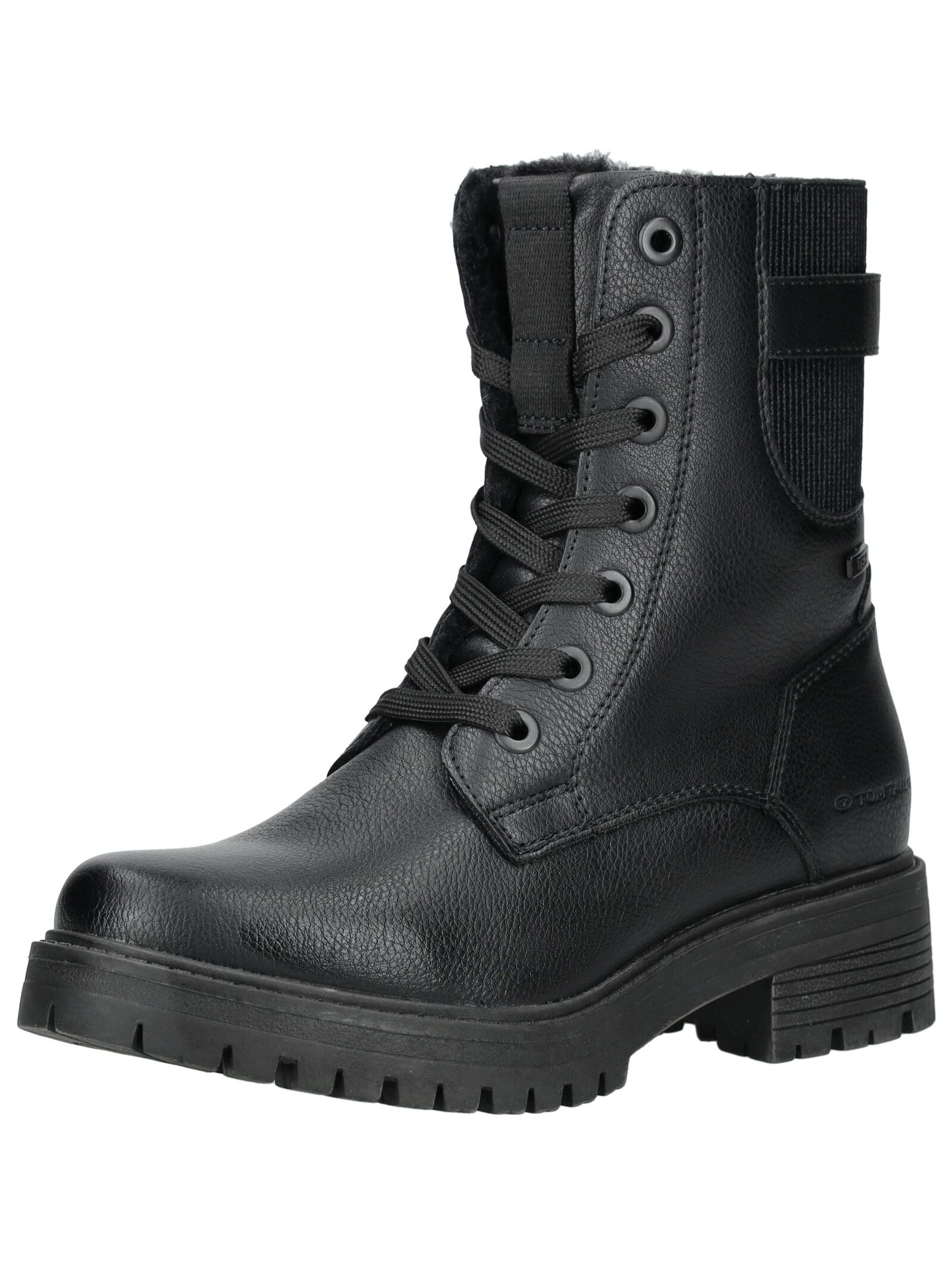 Schnürstiefelette TOM TAILOR "Tom Tailor Stiefelette Lederimitat/Textil", Damen, Gr. 37, schwarz, Lederimitat, Textil, Schuhe Schnürstiefelette