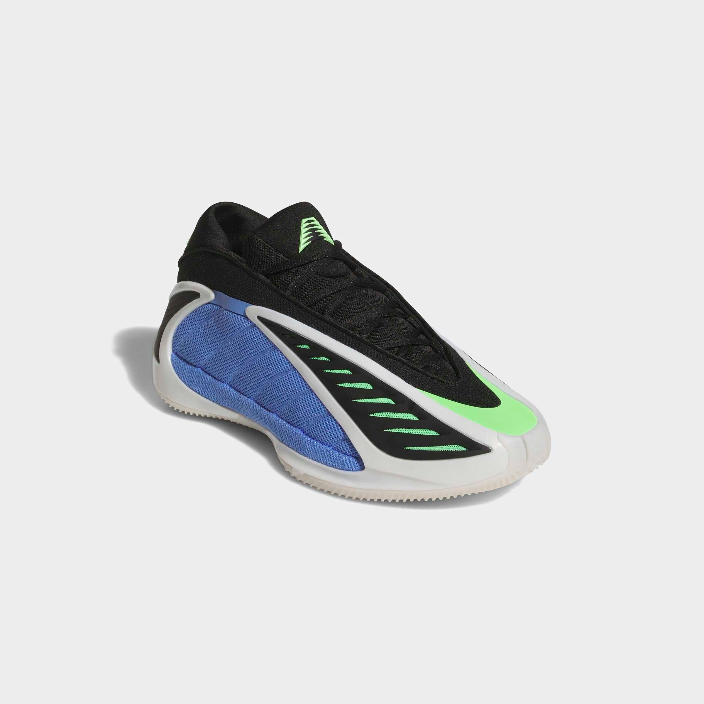 Basketballschuh ADIDAS PERFORMANCE "ANTHONY EDWARDS 2", Damen, Gr. 43, blau fusion, zero metallic, lime burst, Synthetik, Textil, Schuhe