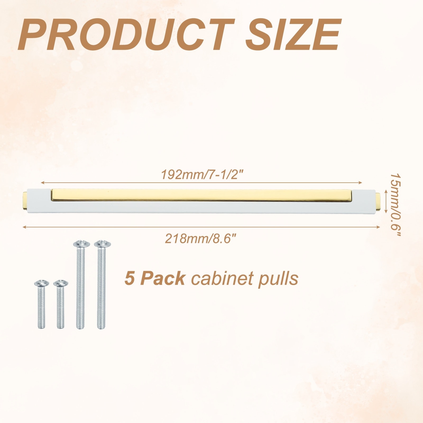 5 Pack 6.1 Inch Bathroom Dresser Handles 5 Inch Hole Center Black Gold