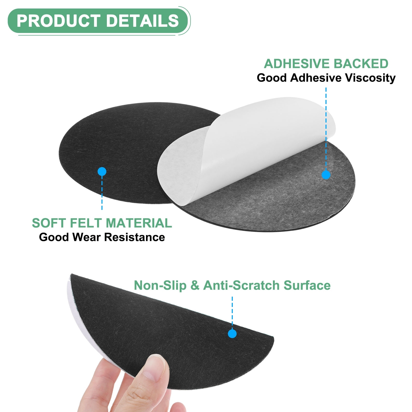 20-Pack Lamp Base Felt Sheet Self Adhesive 4 Inch Round 2mm Thick [Green]