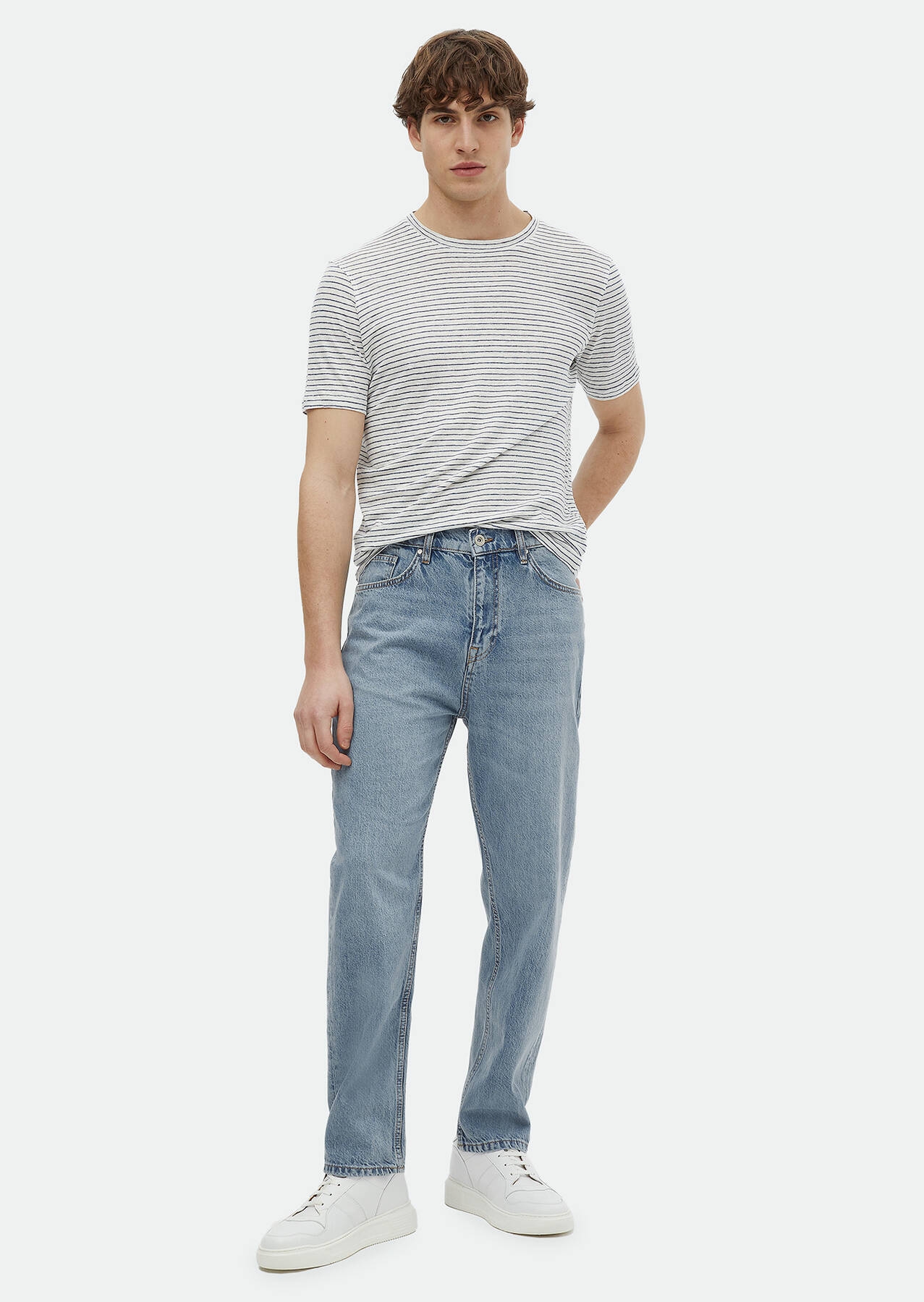 Gestreiftes Fahrrad-Kragen-T-Shirt Image