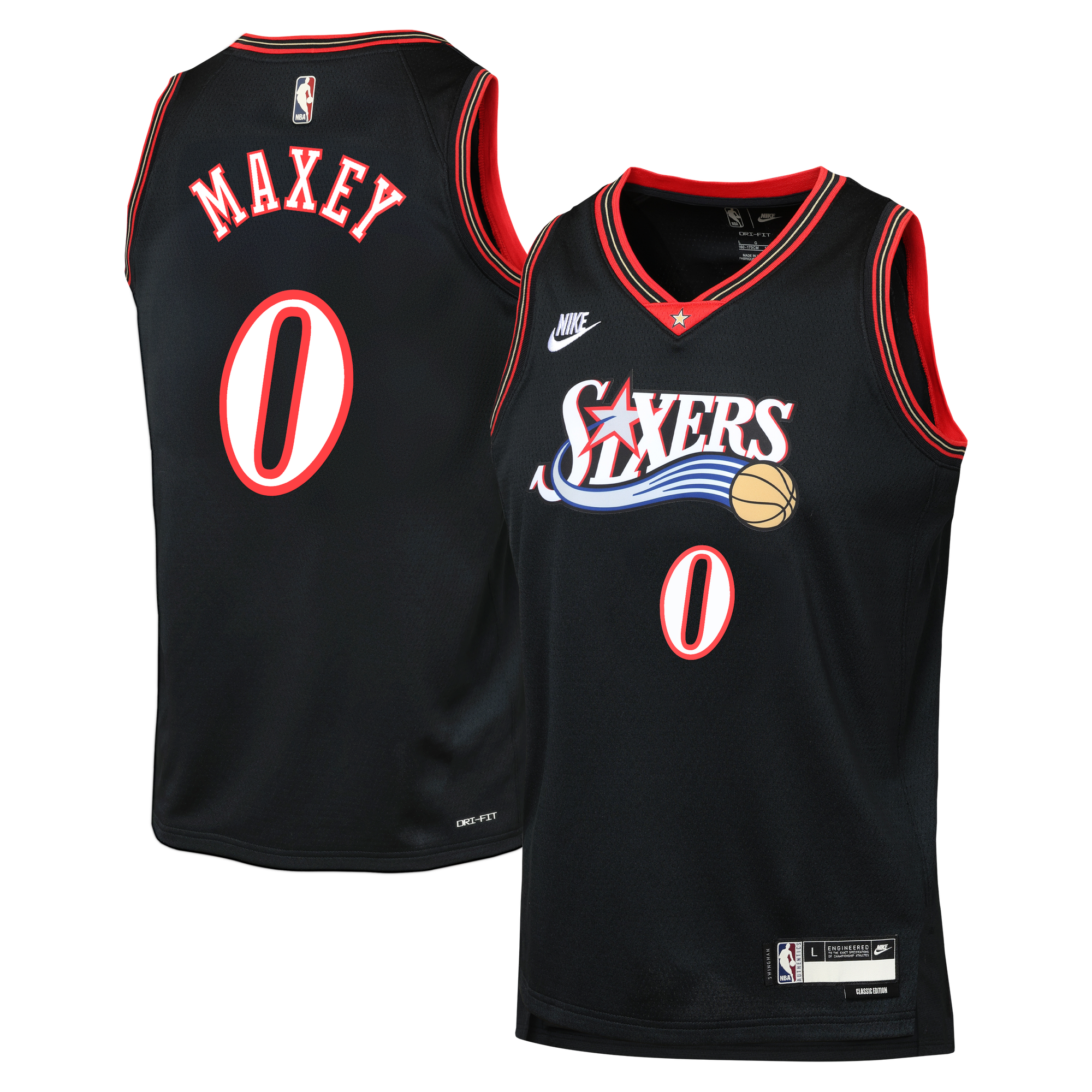 Philadelphia 76ers Nike Classic Edition Trikot – Schwarz – Tyrese Maxey – Jugend