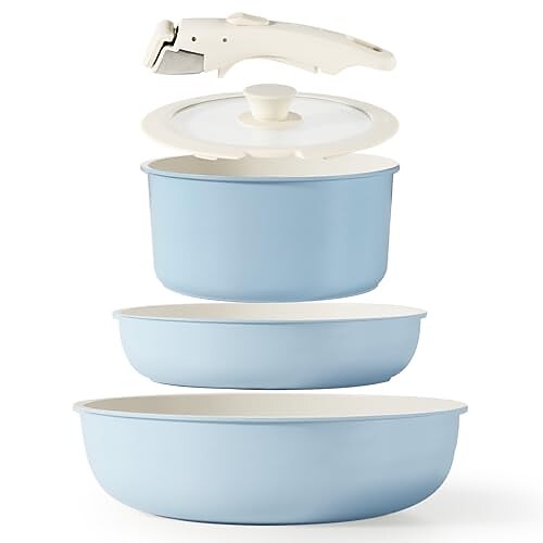 padella antiaderente con manico staccabile set di pentole - universale per gas fornelli a induzione