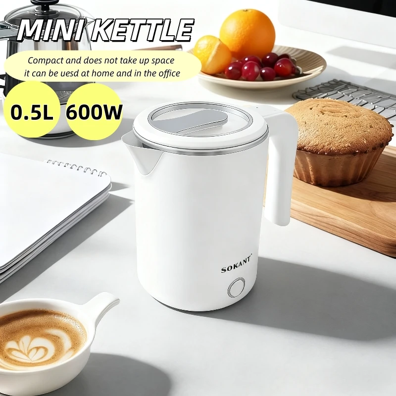 Smart Electric Kettle 600W 500ML Stainless Steel Portable Water Boiling Pot Home Kitchen Appliance EU Compact Fast Boiling